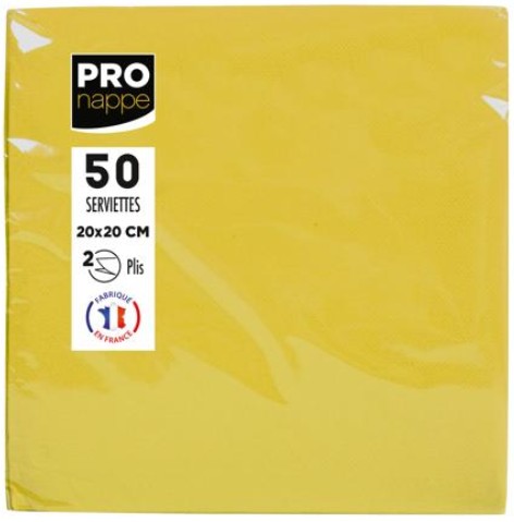 Servietten Pro Nappe 20x20cm gelb Pck. 50 Stck