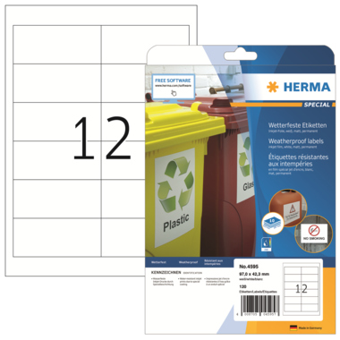 Etikett Herma 4595 97x42,3mm wetterfest Inkjet