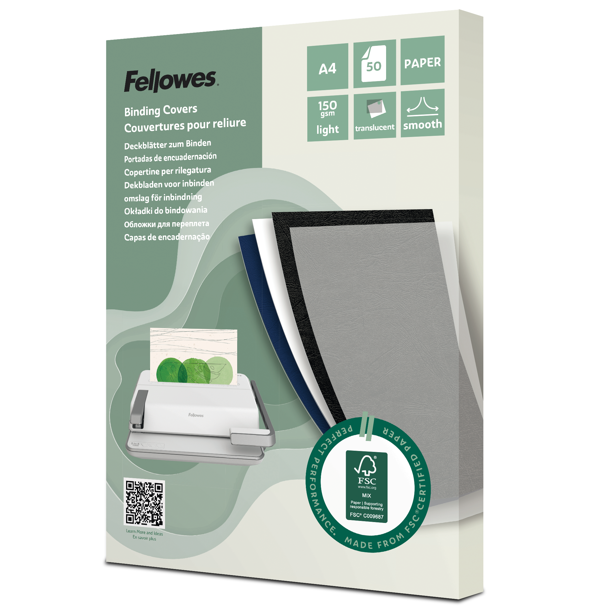 Deckblatt Fellowes A4 100143443 Transparent FSC Papier Pck. 50 Stk.