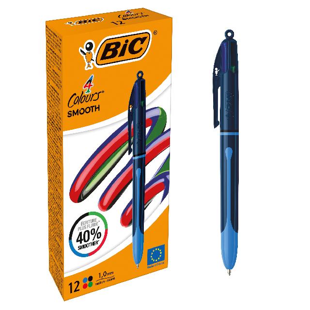 Druckkugelschreiber 4 farb. BIC 524095   Schaftfarbe Drop dkl- und hellblau