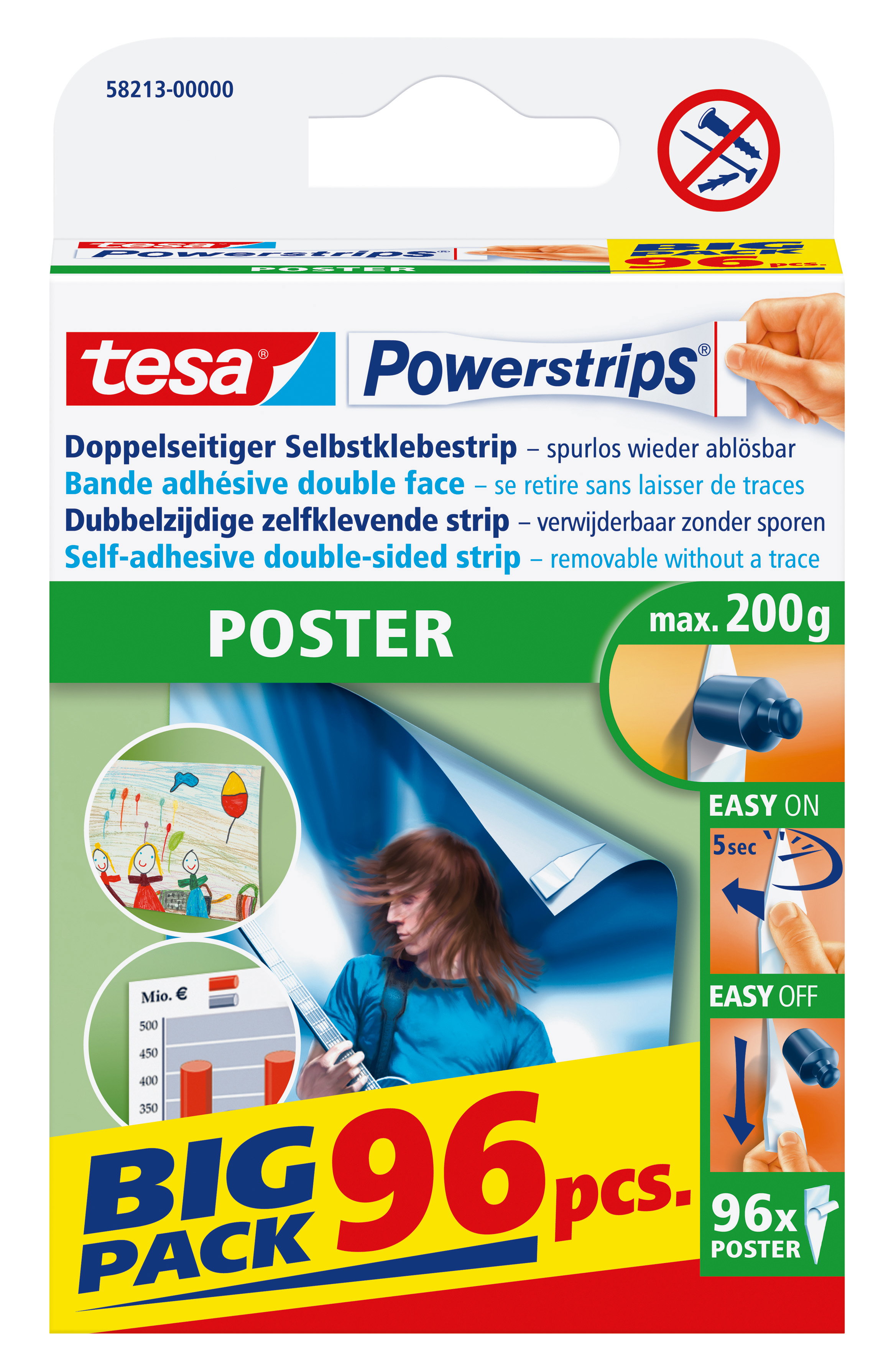 Posterstrips Tesa 58213-02 96St. 