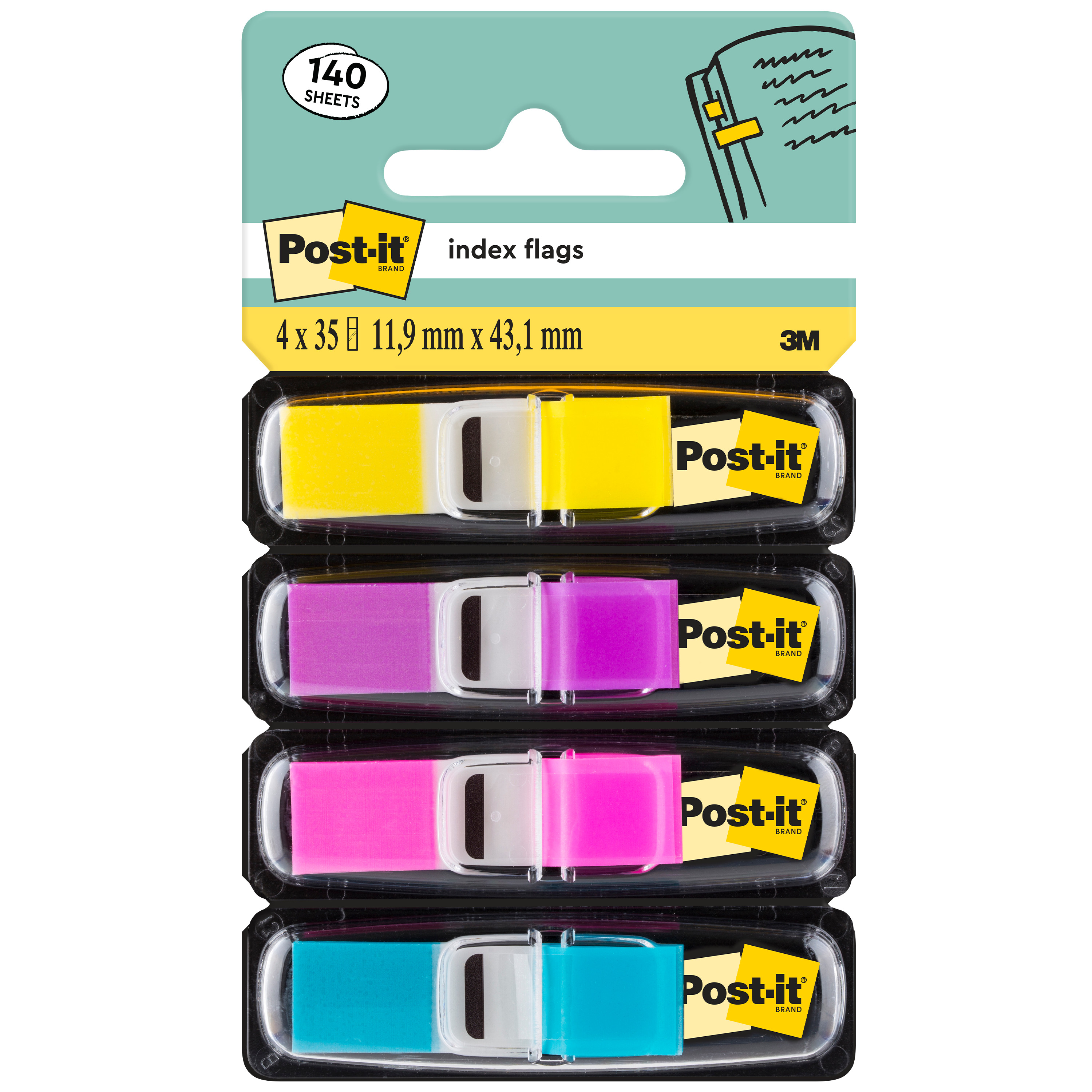 Haftstreifen Index Post-It 683-4AB Mini Lemon, Lila, Pink, Türkis