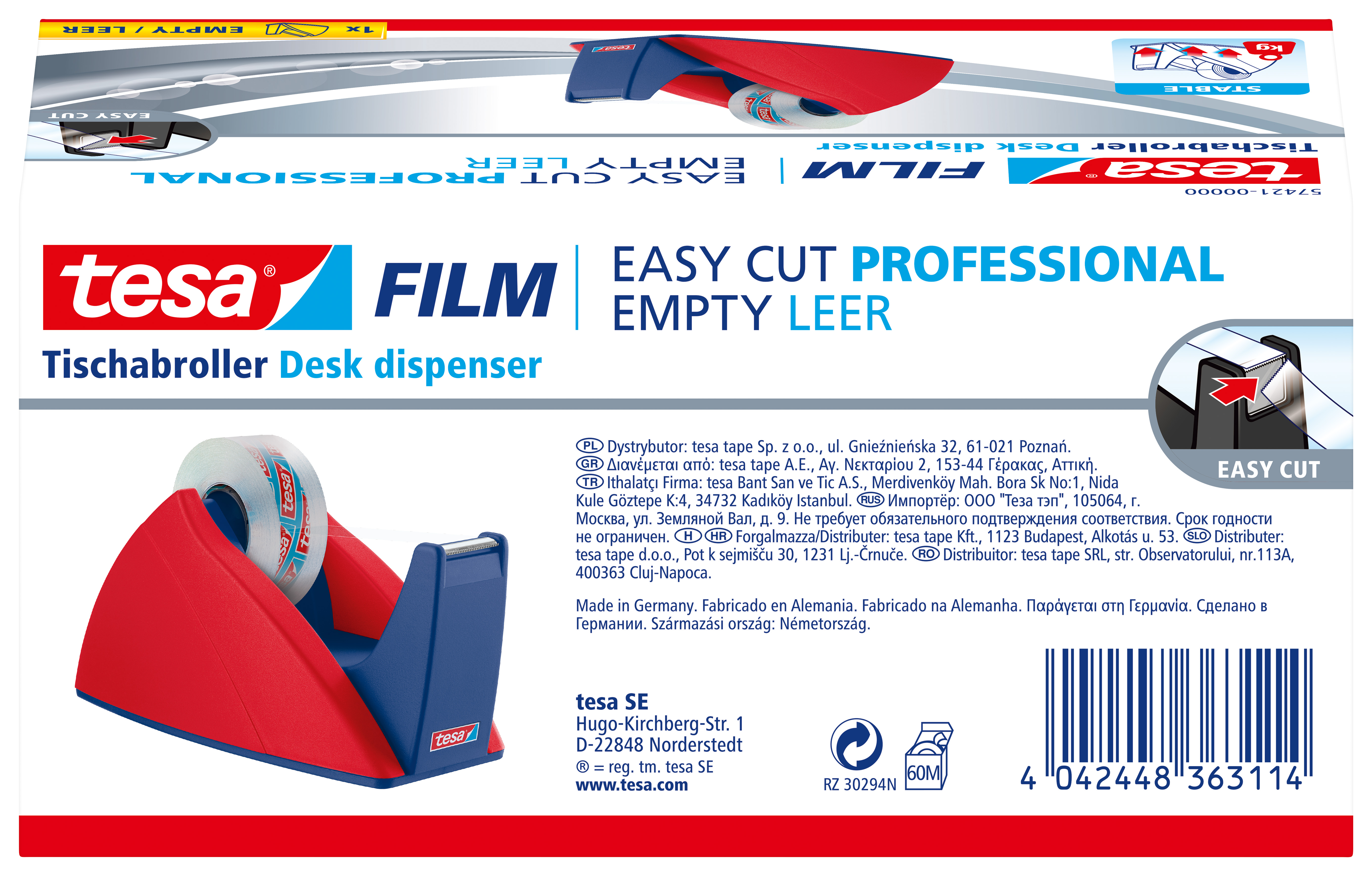 Tischabroller Tesa 57421 rot/blau 33mx19mm