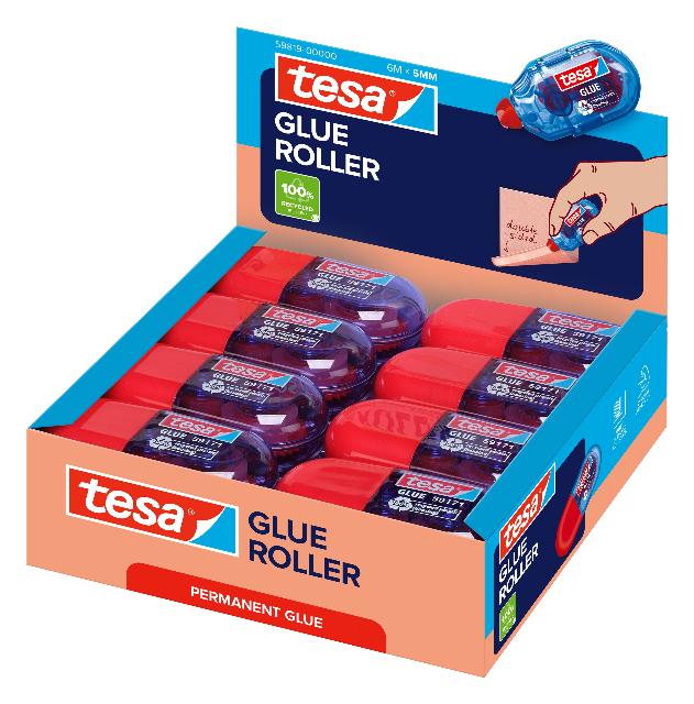 Mini-Kleberoller Tesa 59819 ecoLogo perm 5mmx6m rot, permanent