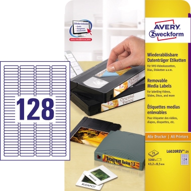 Etikett Avery Zweckform L6020REV-25 43,2x8,5mm weiß 3.200 St.