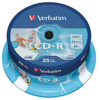 CD-R Verbatim 700MB 80Min 25er Sp Ink-Pr Indel Inkjet-printable 43439