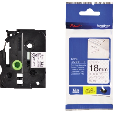 Schriftband Brother TZe-SE4 weiß/schwarz 18mm x 8m