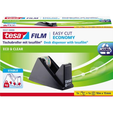 Tischabroller tesa® 59327 ecoLogo schwarz Sparpack, inkl. 1 Rolle Film EcoLogo