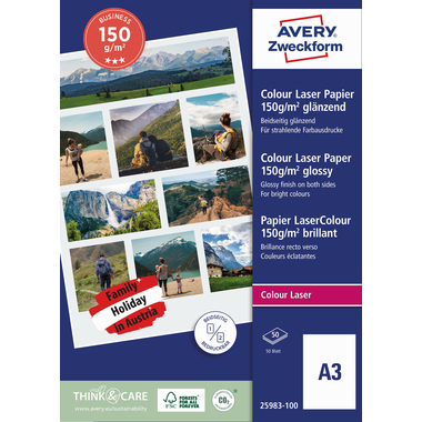 Farblaserpapier Avery Zweckform 25983 A3 150g 50 Blatt